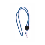Lanyard tubulaire en polyester réglable avec mousqueton 3 cm couleur bleu ciel
