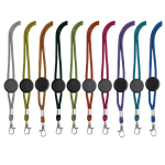Lanyard tubulaire en polyester réglable avec mousqueton 3 cm vue plusieurs couleurs