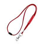 Lanyard tubulaire en polyester avec mousqueton et sécurité couleur rouge