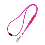Lanyard tubulaire en polyester avec mousqueton et sécurité couleur rose