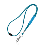Lanyard tubulaire en polyester avec mousqueton et sécurité couleur turquoise