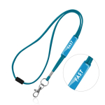 Lanyard tubulaire en polyester avec mousqueton et sécurité couleur turquoise Vue 1