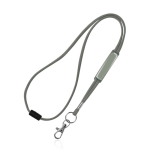 Lanyard tubulaire en polyester avec mousqueton et sécurité couleur gris clair