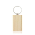 Porte-clés en bois de forme rectangulaire avec anneau en métal couleur marron clair