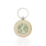 Porte-clés en bois de forme ronde avec grande zone de gravure