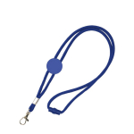 Lanyard tubulaire réglable en polyester avec mousqueton 3 cm couleur bleu roi vue avec impression