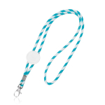 Lanyard tubulaire en polyester avec rayures multicolores couleur bleu ciel