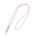 Lanyard tubulaire en polyester avec rayures multicolores couleur rose clair 