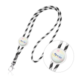 Lanyard tubulaire en polyester avec rayures multicolores vue plusieurs couleurs