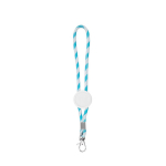Porte-clés long de type lanyard ajustable avec mousqueton couleur bleu ciel vue avec impression