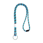 Cordon d'attache tubulaire rayé en terylene avec réglage et passant couleur turquoise