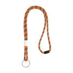 Cordon d'attache tubulaire rayé en terylene avec réglage et passant couleur orange fluorescent