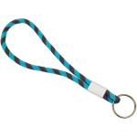 Porte-clés de type lanyard en terlenka ajustable avec anneau en métal couleur turquoise vue avec impression