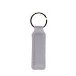 Porte-clés en cuir synthétique premium coloré avec anneau en métal couleur gris clair vue avec impression