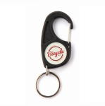 Porte-clés double face avec mousqueton et attache pour toute occasion couleur noir vue du logo imprimé