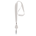 Lanyard en polyester avec porte-badge extensible et bloqueur couleur blanc