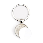 Porte-clés rond en métal avec papier personnalisable sur deux faces couleur argenté