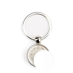 Porte-clés rond en métal avec papier personnalisable sur deux faces couleur argenté vue avec impression