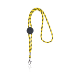 Lanyard tubulaire rayé durable en RPET avec mousqueton 3 cm couleur jaune