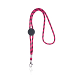 Lanyard tubulaire rayé durable en RPET avec mousqueton 3 cm couleur rose