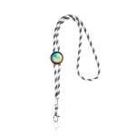 Lanyard tubulaire rayé durable en RPET avec mousqueton 3 cm