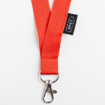 Lanyard en RPET avec sécurité et mousqueton en métal 3 cm couleur rouge