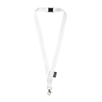 Lanyard en RPET avec sécurité et mousqueton en métal 3 cm couleur blanc vue avec impression