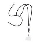 Cordon en RPET pour téléphone portable avec pièce réglable couleur noir vue avec impression