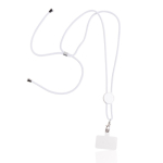 Cordon en RPET pour téléphone portable avec pièce réglable couleur blanc