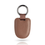 Porte-clés en cuir recyclé de haute qualité avec anneau en boucle couleur marron