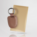 Porte-clés en cuir recyclé de haute qualité avec anneau en boucle couleur marron