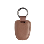 Porte-clés en cuir recyclé de haute qualité avec anneau en boucle couleur marron vue avec impression