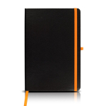 Carnet avec couverture en carton et ruban coloré A5 feuilles lisses couleur orange