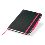 Carnet avec couverture en carton et ruban coloré A5 feuilles lisses couleur rose