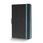 Carnet en cuir synthétique avec détails colorés A5 pages à lignes couleur bleu ciel vue avec impression