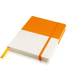 Carnet cuir synthétique bicolore avec marque-page A5 feuilles lisses couleur orange