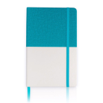 Carnet cuir synthétique bicolore avec marque-page A5 feuilles lisses couleur turquoise