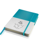 Carnet cuir synthétique bicolore avec marque-page A5 feuilles lisses couleur turquoise