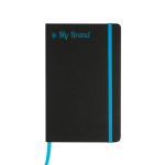 Carnet en cuir synthétique avec couverture A5 pages lisses couleur turquoise vue avec impression
