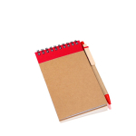 Bloc-notes en carton avec anneaux et stylo A6 pages lisses couleur rouge foncé