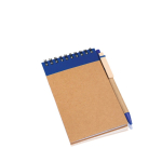 Bloc-notes en carton avec anneaux et stylo A6 pages lisses couleur bleu marine