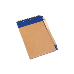 Bloc-notes en carton avec anneaux et stylo A6 pages lisses couleur bleu marine