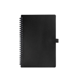 Carnet avec spirales et porte-stylo A5 feuilles lignées couleur noir vue avec impression