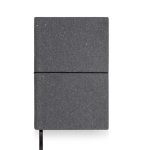Carnet en cuir recyclé avec élastique A5 feuilles à pointillés couleur gris foncé