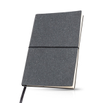 Carnet en cuir recyclé avec élastique A5 feuilles à pointillés couleur gris foncé