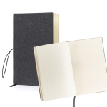 Carnet en cuir recyclé avec élastique A5 feuilles à pointillés couleur gris foncé