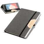 Carnet en lin avec support pour mobile et ruban A5 pages lisses Vue 1
