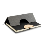 Carnet en lin avec support pour mobile et ruban A5 pages lisses vue 5