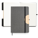 Carnet en lin avec support pour mobile et ruban A5 pages lisses