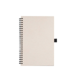 Bloc-notes fabriqué à partir de cartons de lait A5 pages lisses couleur beige vue avec impression